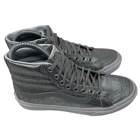 Vans SK8-Hi Top Shoes 721277 Shiny Silver White Gray 4.5 Mens or Womens 6 - Picture 6 of 10